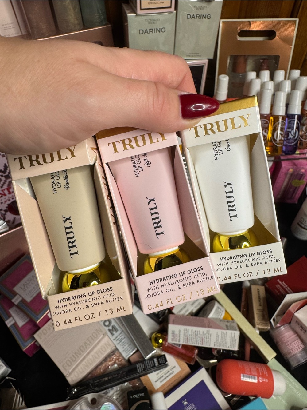 TRULY Hydrating Lip Gloss Trio in Cream, Pink & White